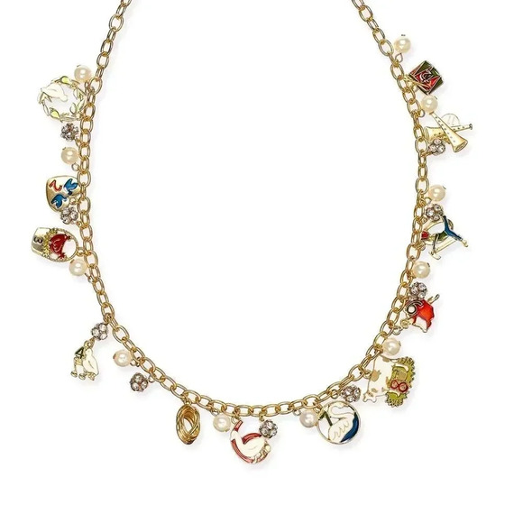 Crystal & Imitation Pearl 12 Days Charm Necklace - Picture 1 of 2
